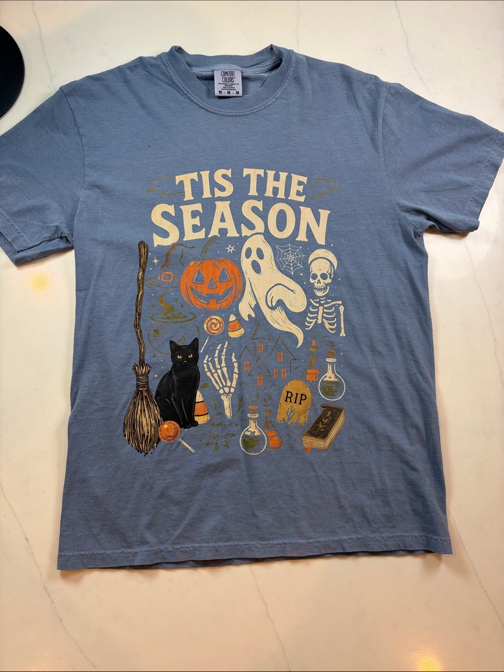 'Tis The Season Halloween Graphic Tee - Blue